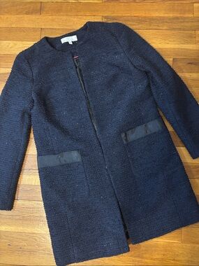 Talbots Navy Bouclé Blazer Coat Jacket